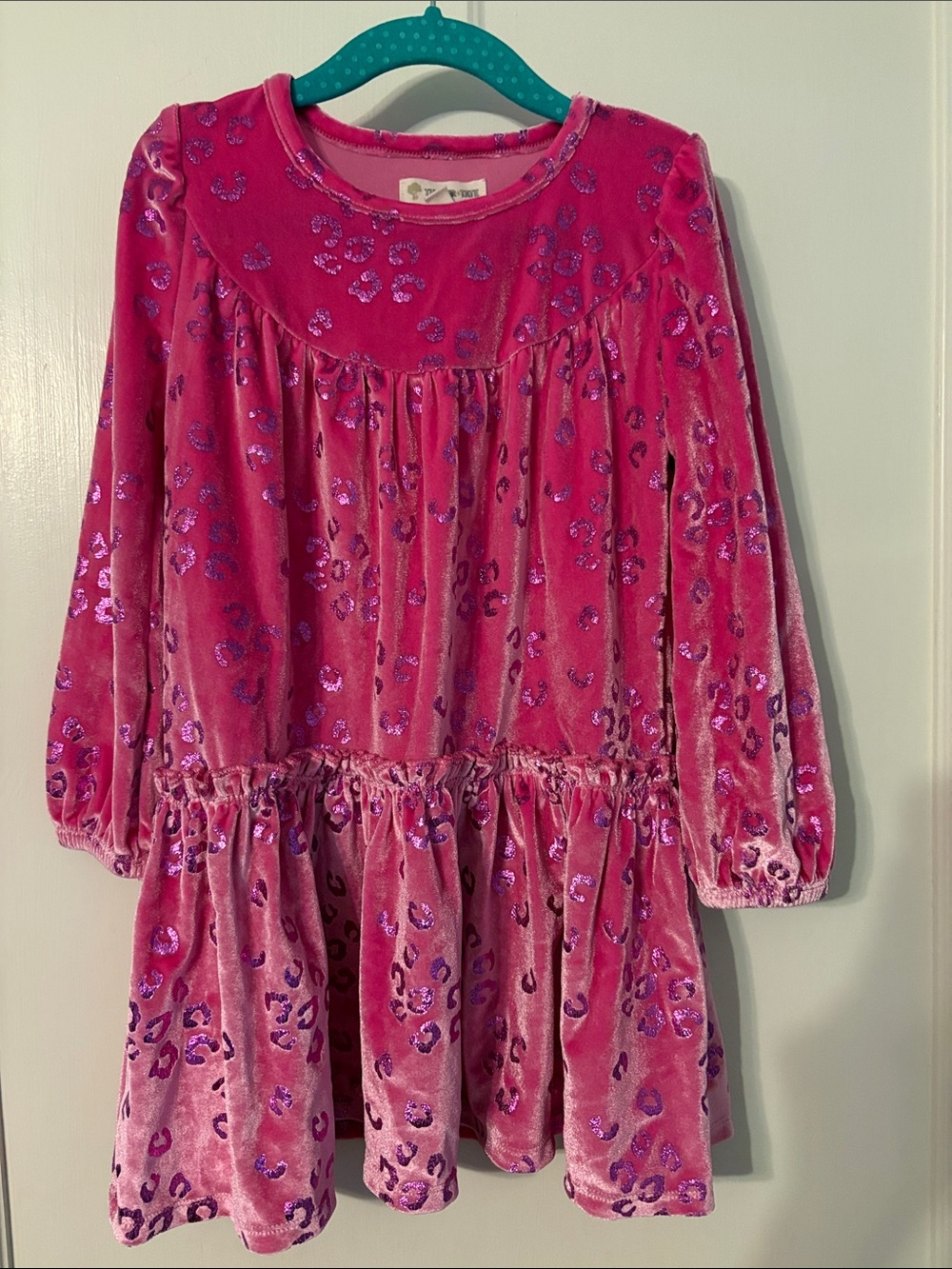 Tucker + Tate Hot Pink Velvet Leopard Sparkle Dress